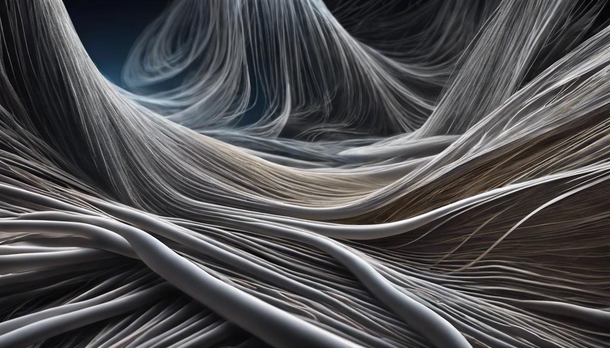 Illustration showing asbestos fibers