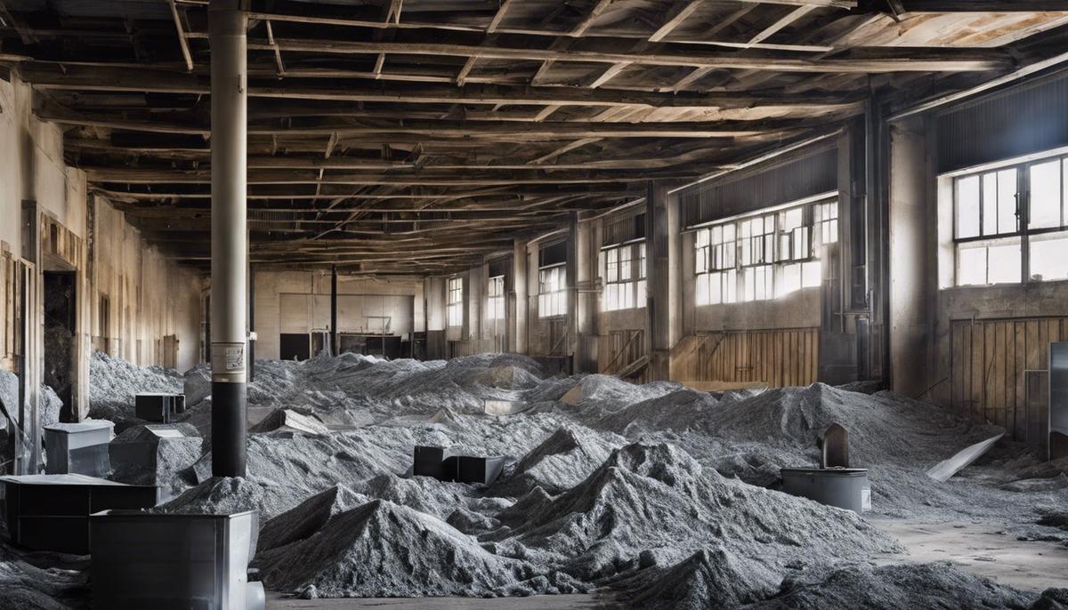 Image of asbestos materials in a building, highlighting the presence of asbestos in the environment and the need for strategic interventions