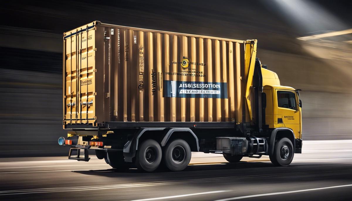 Image of a sealed container labeled asbestos waste being transported in a vehicle